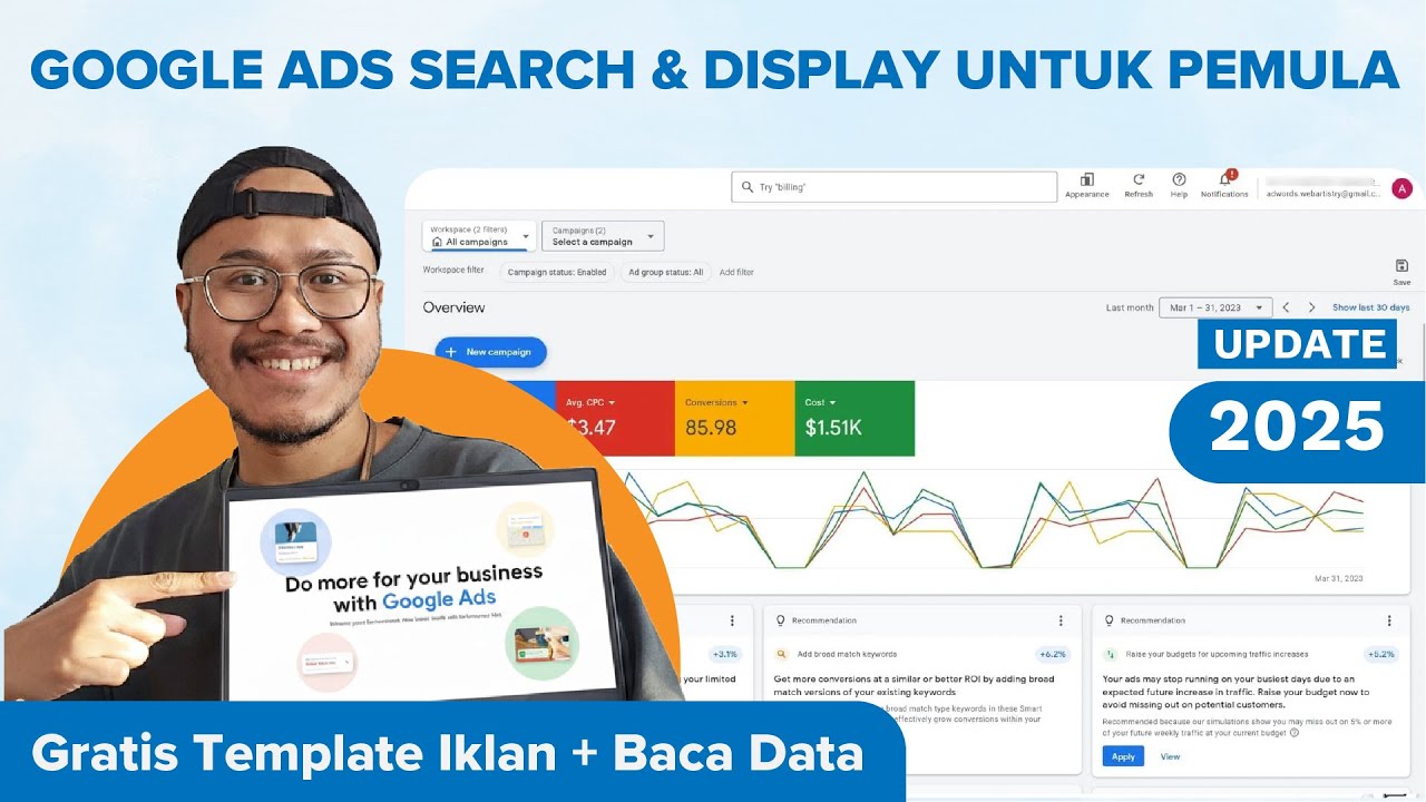 Google Ads Tutorial Indonesia : Google Search & Google Display | 2025 | Gratis Template