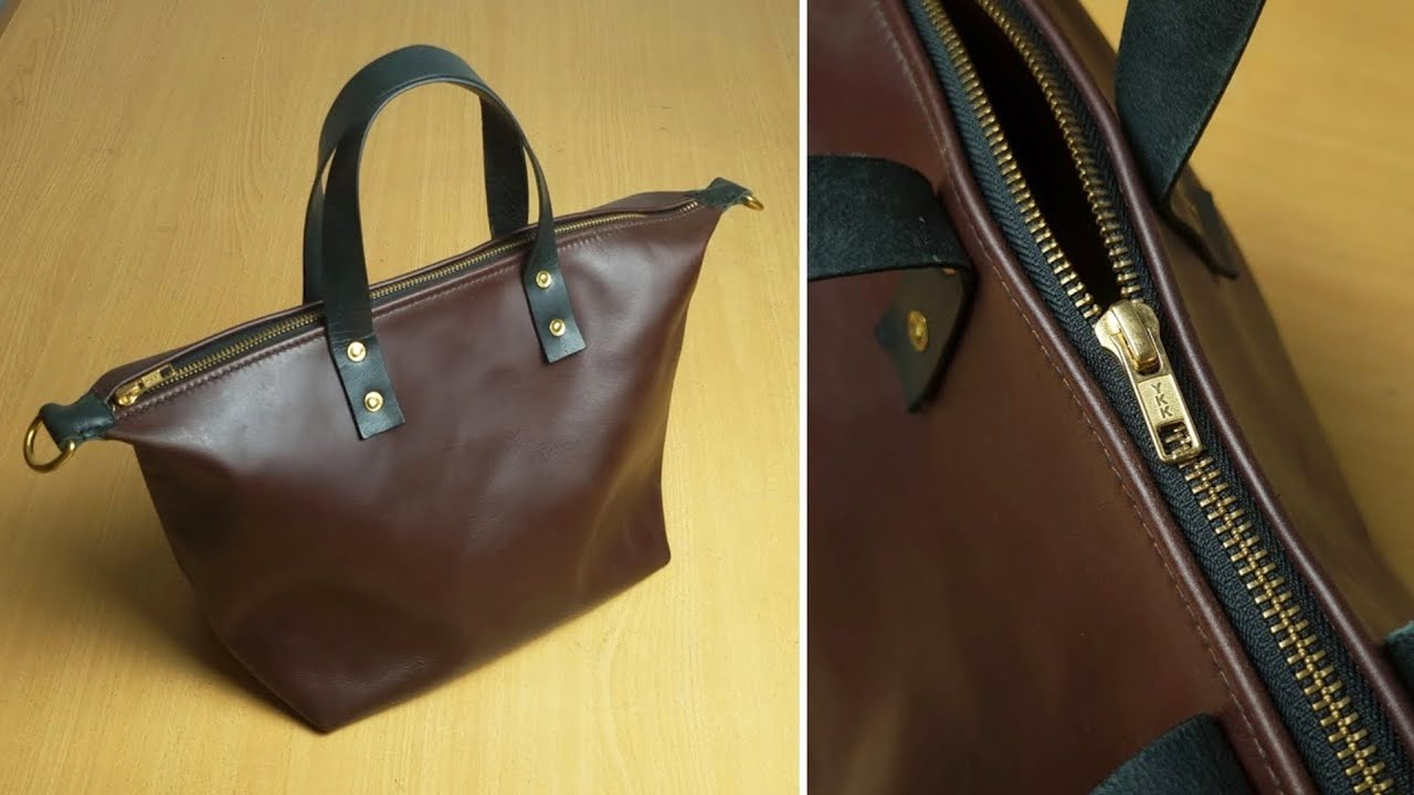 Making Zipper Tote Bag | FREE PATTERN | Zipper Handbag | HANDMADE Leather Bag | Leather Craft