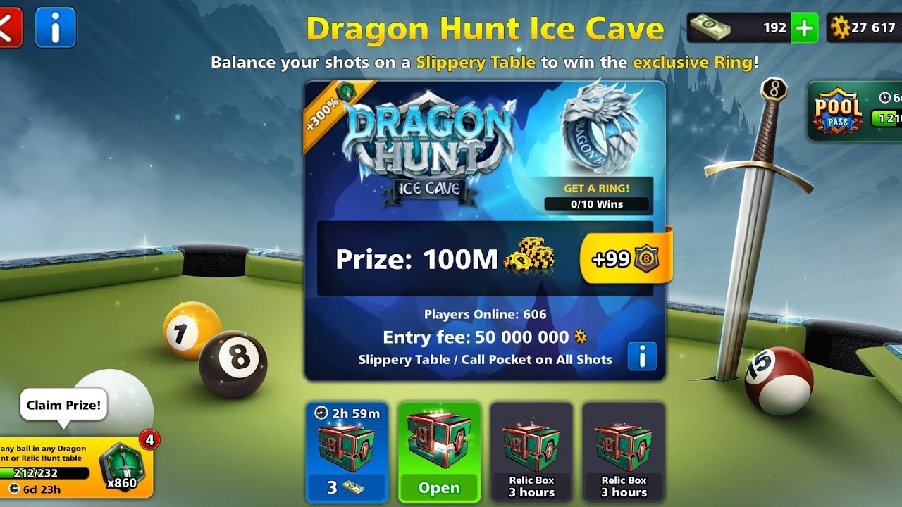 DRAGON HUNT ICE😱8 BALL POOL