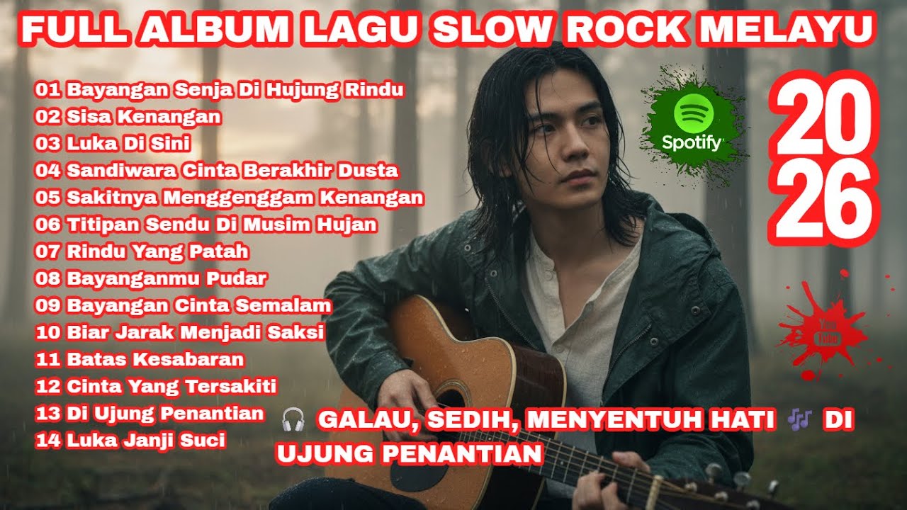 SLOW ROCK MELAYU PILIHAN TERBAIK 2026 💔 Bayangan Senja Di Hujung Rindu - Sisa Kenangan | Lagu Galau