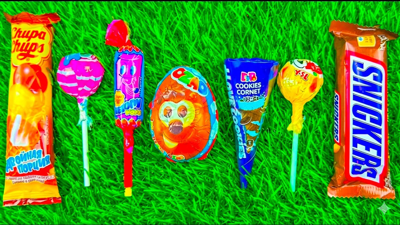 ASMR Most Popular Candys / some lots of colorful rainbow lollipop candy / unpacking chocolate eat
