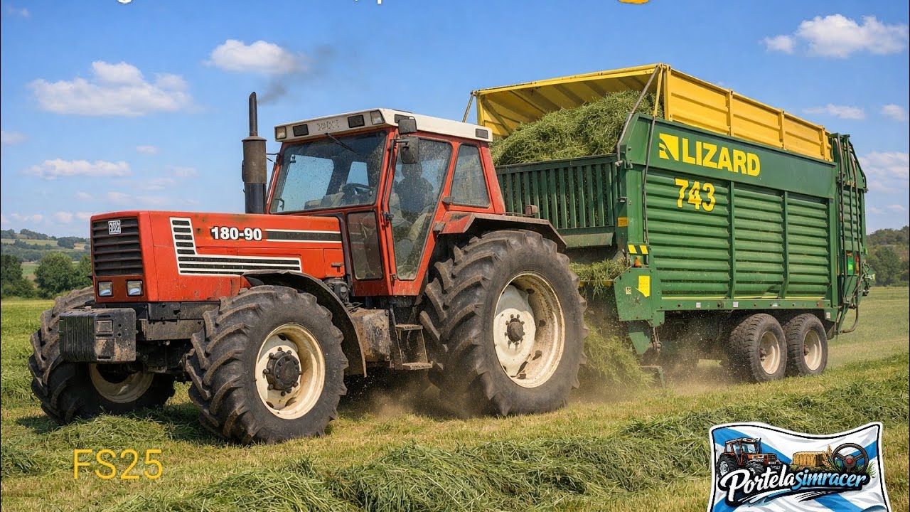 Farming Simulator 25 fiatagri 180-90 lizard 743 recogiendo heno con la ia!! 😅🙄