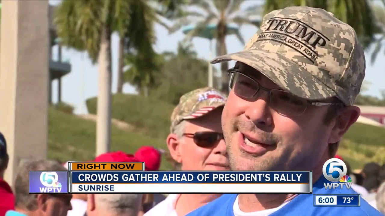 Crowds gather ahead of President Trump's rally