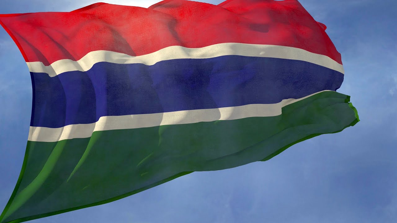 Gambia: National Anthem and Waving Flag