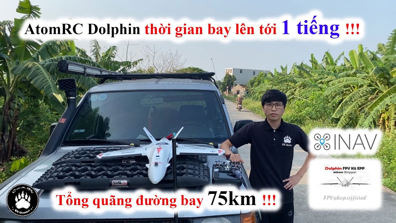 AtomRC Dolphin bay 60 phút với tổng quãng đường 75km - AtromRC Dolphin flight time up to 60 minutes