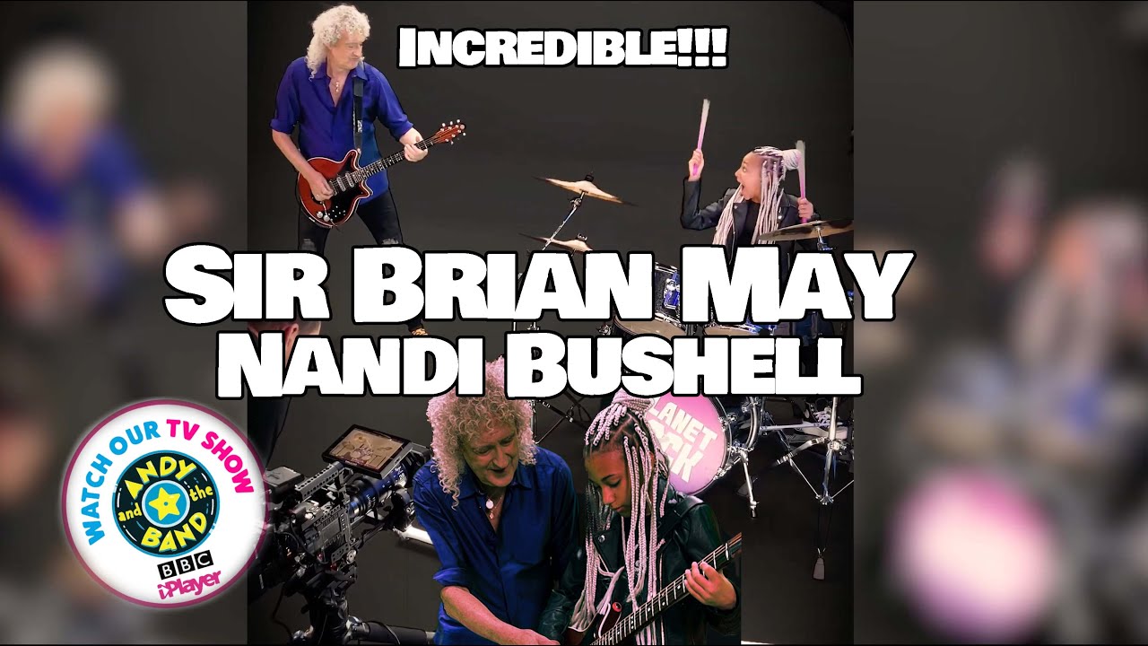 Sir Brian May jams with Nandi Bushell - Behind the Scene - CBBC  - Andy and the Band Series 3