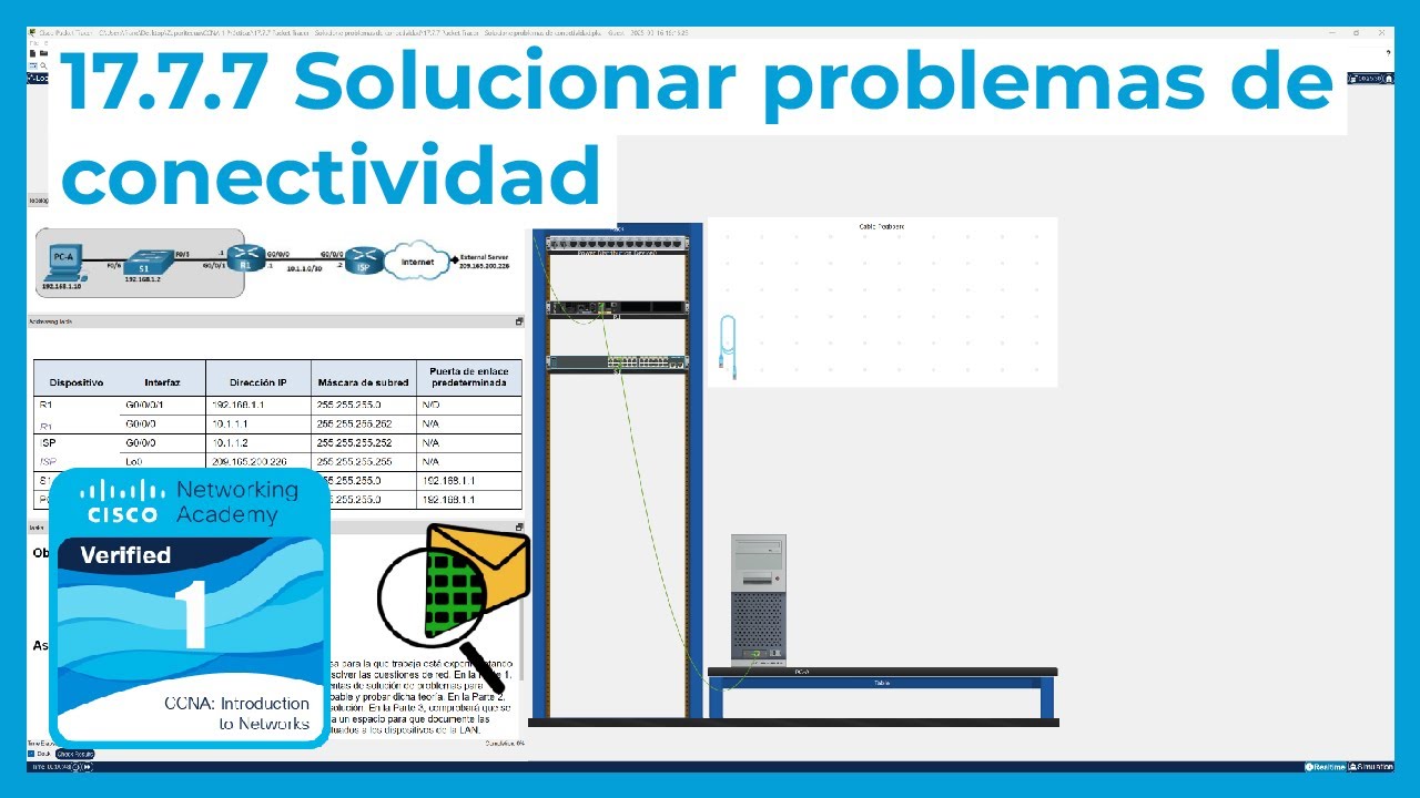 17.7.7 Packet Tracer 🔍📨 - Solucionar problemas de conectividad (CCNA Curso 1)