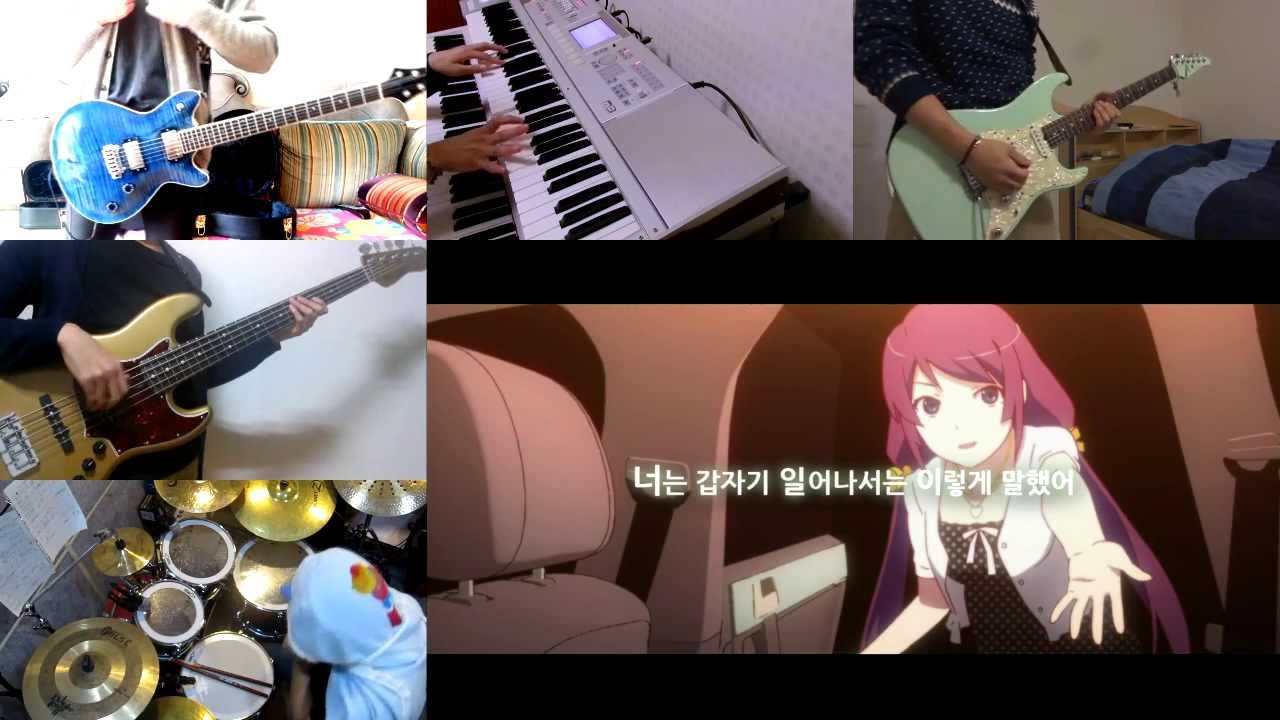 [HD]Bakemonogatari ED - Kimi no Shiranai Monogatari [Full session Band cover]