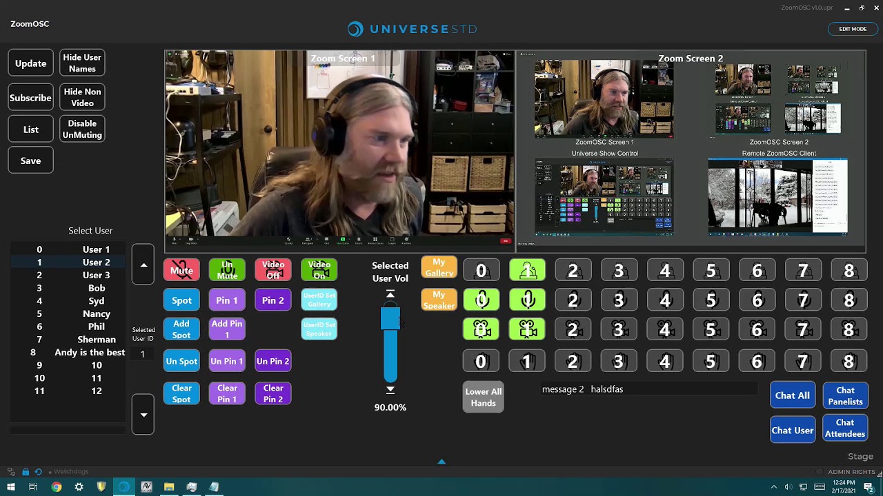 Universe Show control & ZoomOSC