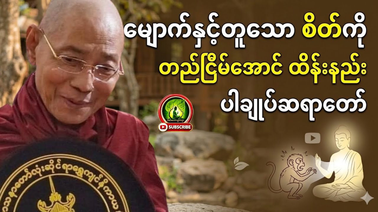 မျောက်နှင့်တူသောစိတ်ကို တည်ငြိမ်အောင် ထိန်းနိုင်မည့် ဗုဒ္ဓတရားနည်းလမ်းများ #စိတ်အေးချမ်းရာ 
