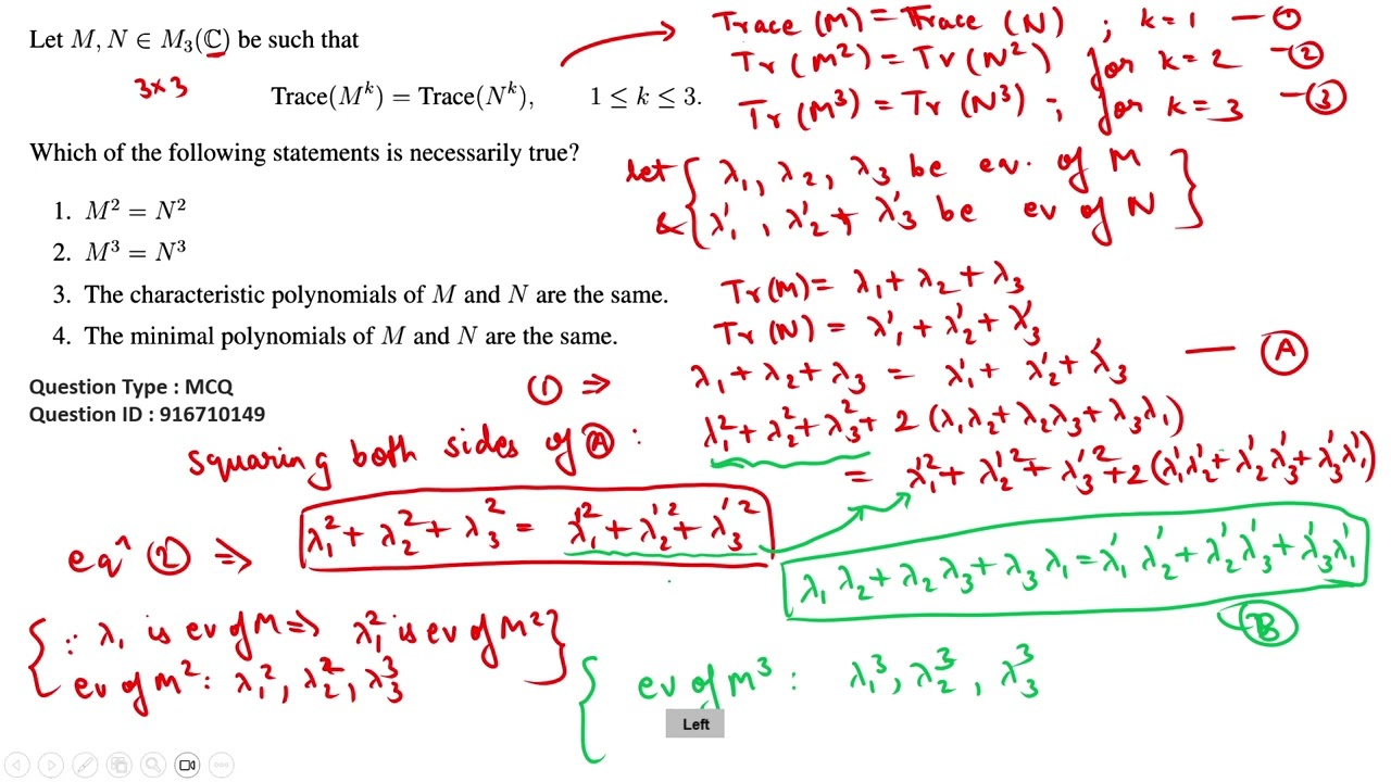 QID 916710149 CSIR NET PYQ - December 2025 | Linear Algebra