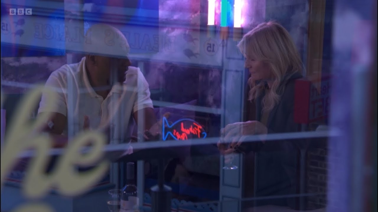 Eastenders George holds Cindy’s hand as he tells him about her barely holding it together scene