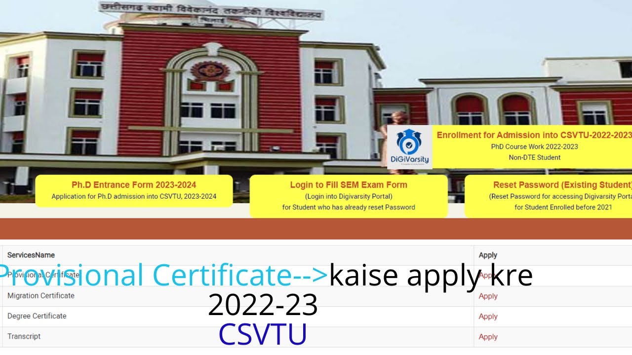 how to apply for csvtu Provisional Certificate,Provisional Certificate kaise apply kre 2023, Degree,