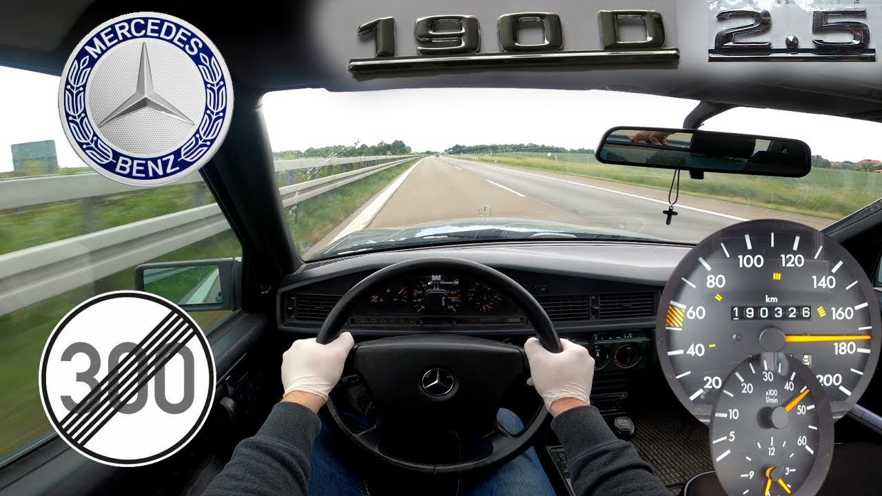 Mercedes Benz W201 190 D 2.5 TOP SPEED NO LIMIT AUTOBAHN GERMANY