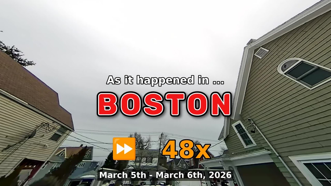 ⏩ Daily Time Lapse of the Boston Weather 180° 4k Sky Cam March 5th - 6th 2026 (48x) [Beta]