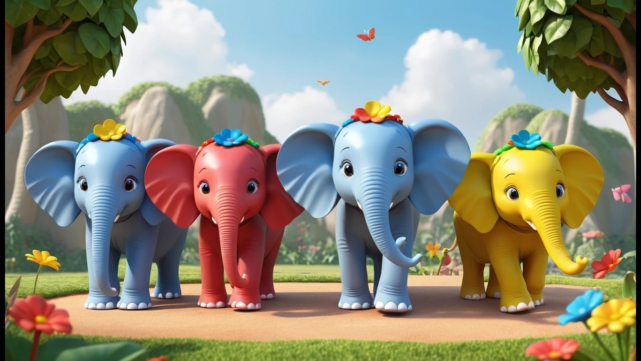 Four Little Toy Elephants Trumpet Trumpet | Elephant Sounds & Counting Song