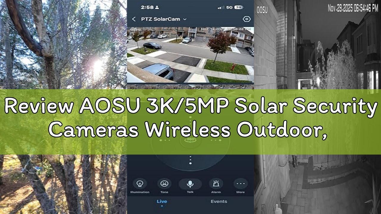 Review AOSU 3K/5MP Solar Security Cameras Wireless Outdoor, WiFi Camera Surveillance Exterieur for H