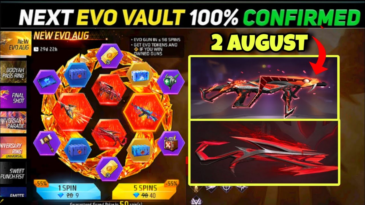 August Month Evo Vault Event 🥰| Cobra Mp40 & M1014 Gun Skin Return 🤔| Next Evo Gun Free Fire 🔥
