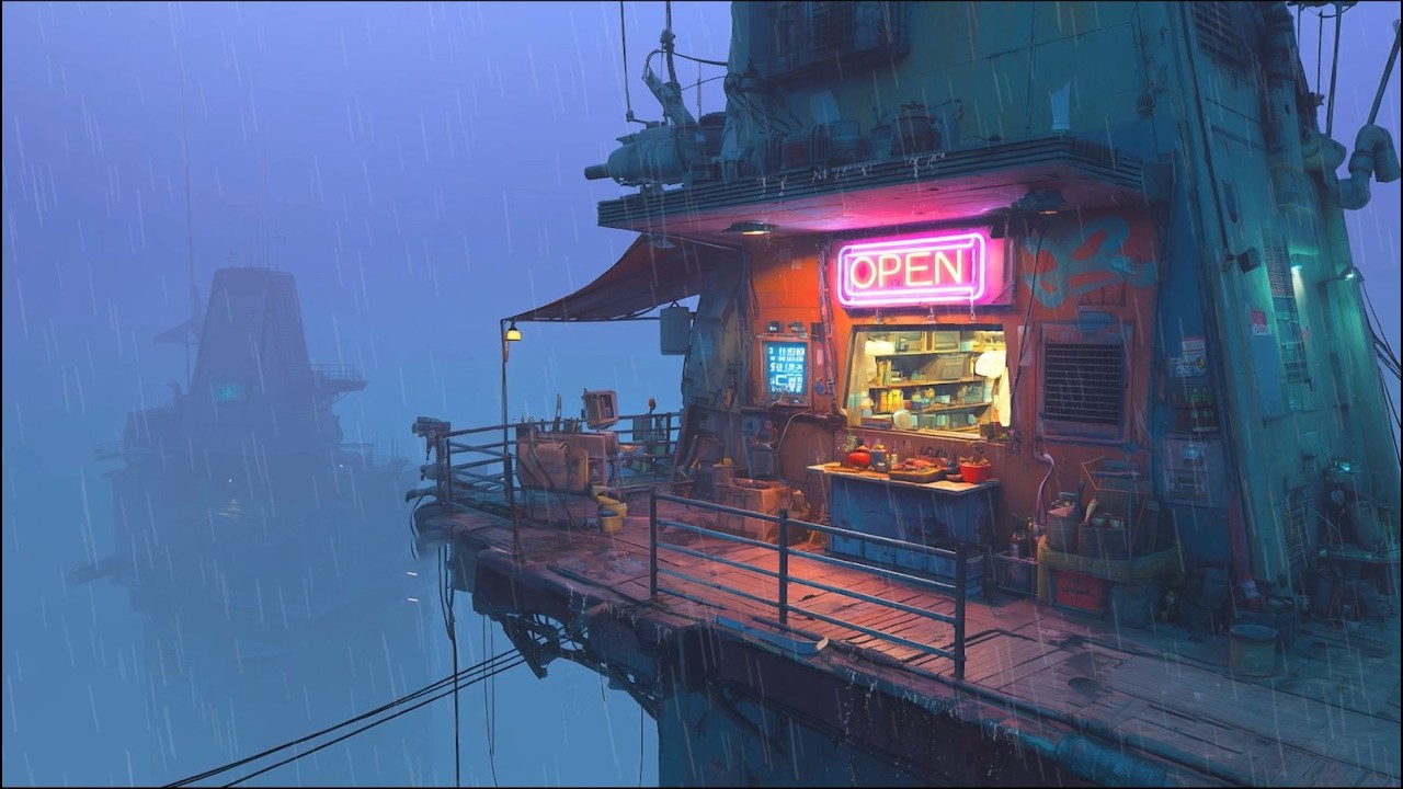 Electric Shop Rain | Futuristic Lofi Beat Deep Coding Lodge Atmos