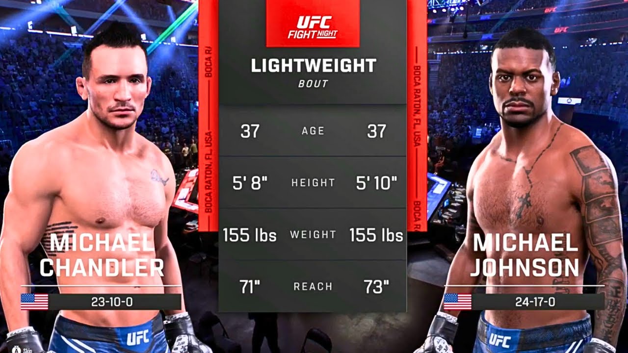 Michael Chandler vs Michael Johnson FULL FIGHT | UFC 5 AI Simulation Gameplay (CPU vs CPU)