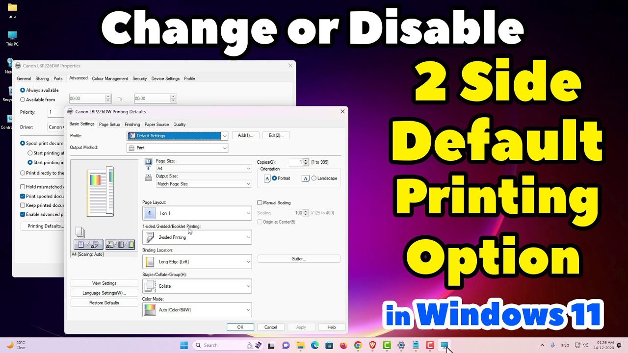 How To Change or Disable 2 Side Default Printing Option in Windows 11 PC or Laptop