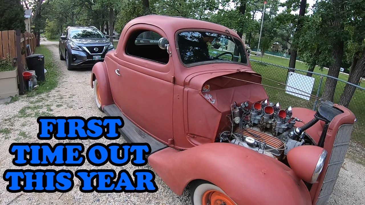 Ford Coupe 1935 года выезжают из гаража. Осмотр заднего дифференциала с 12 болтами.