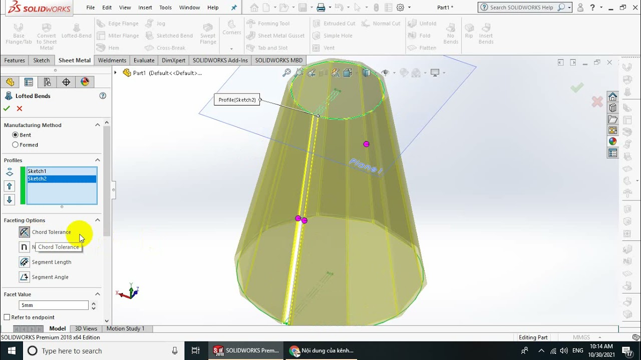 Solidworks Sheetmetal - Bài 2. Lệnh lofted - bend trong sheetmetal