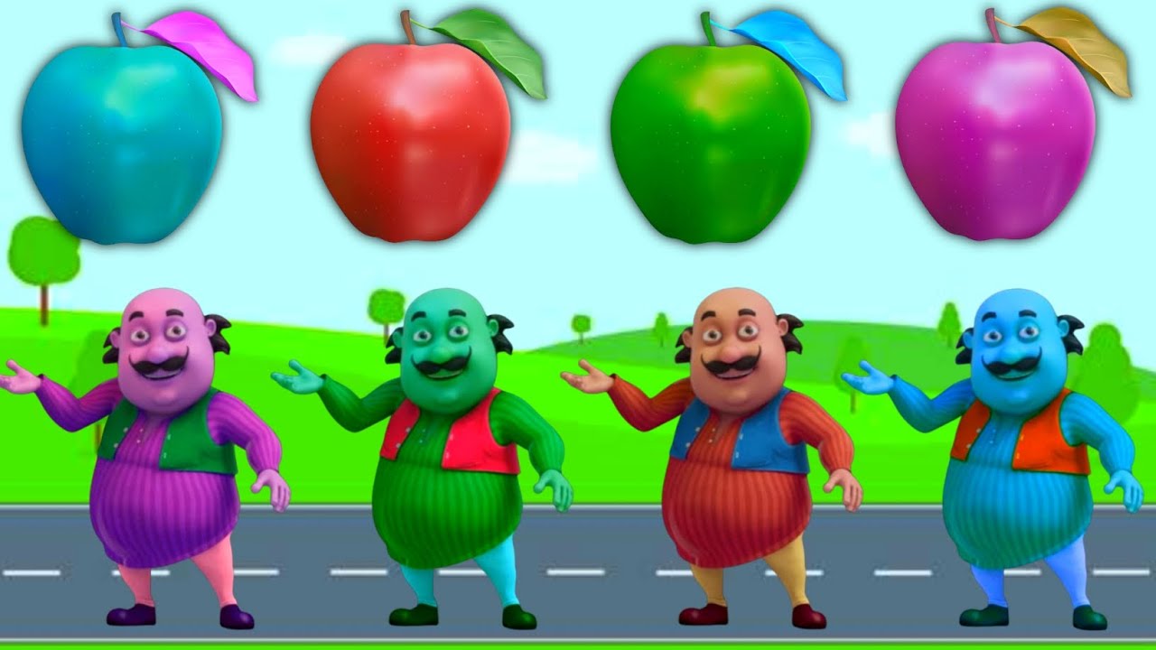 Blue Apple - Red Apple - Green Apple - Purple Apple - Body Colour Matching best Indian cartoon