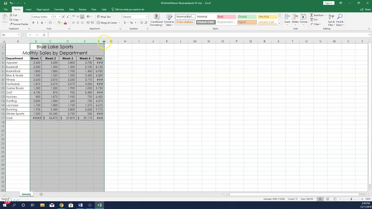 Excel 2019 на практике Глава 1 Самостоятельный проект 1 4