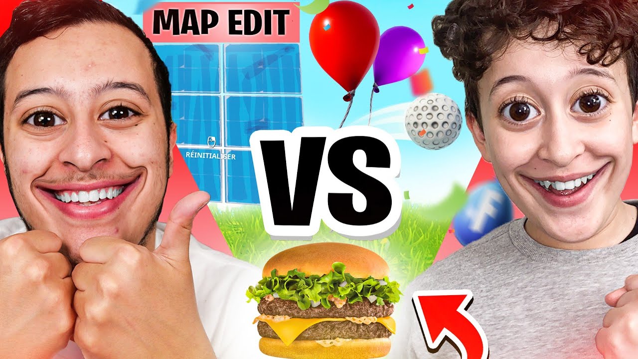 1v1 pour un BURGER ! MAP EDIT et MINI JEUX sur Fortnite Creatif !