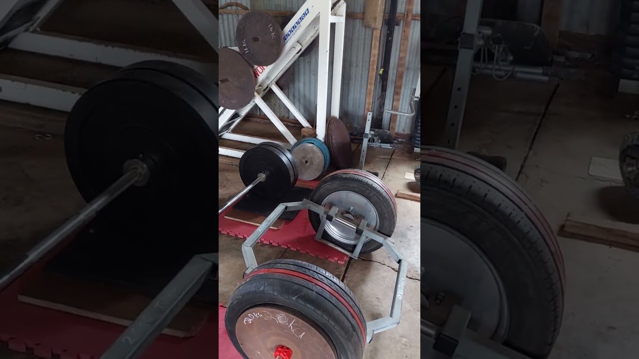 My Farmshed Gym DIY trap bar,landmine,dip bars,tyre bumpers,dumbells,preacher curl,plates