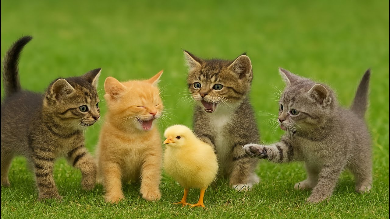 ⭐ 🌿😻 Adorable Kittens Playing on Green Grass &ndash; Cute Meows & Heart-Melting 4K Moments