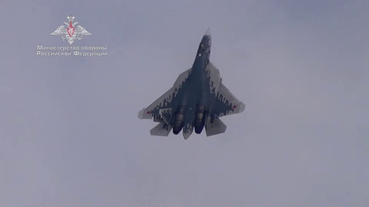 The Russia's Su 57 fighter fired a rocket from a vertical position