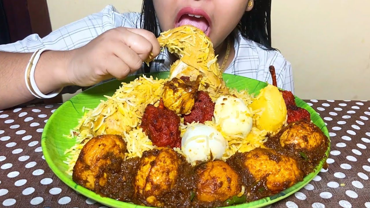 Chicken biryani Egg Masala Chicken Lollipop Eating Show