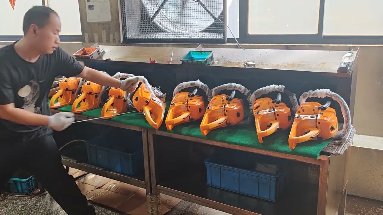 China chain saw factory in producing - Chain saw testing - Gezhi tools - First view
