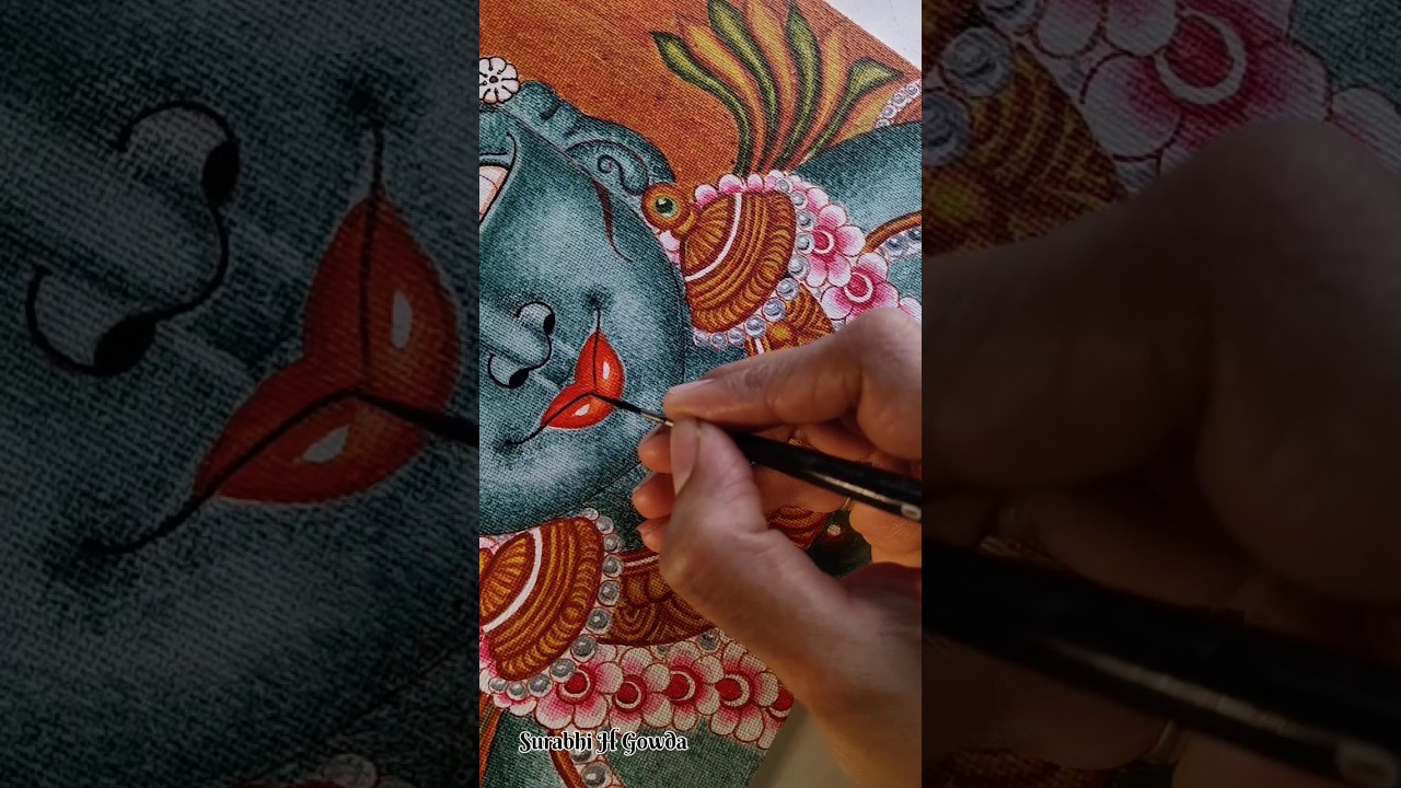Krishna Kerala Mural Painting 🖌️🎨#art #keralamuralpainting #shortvideo