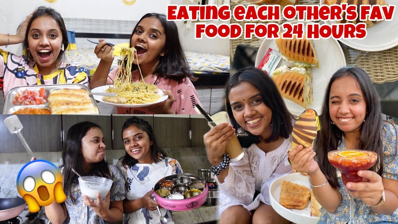Eating each other’s favourite food for 24 HOURS😱