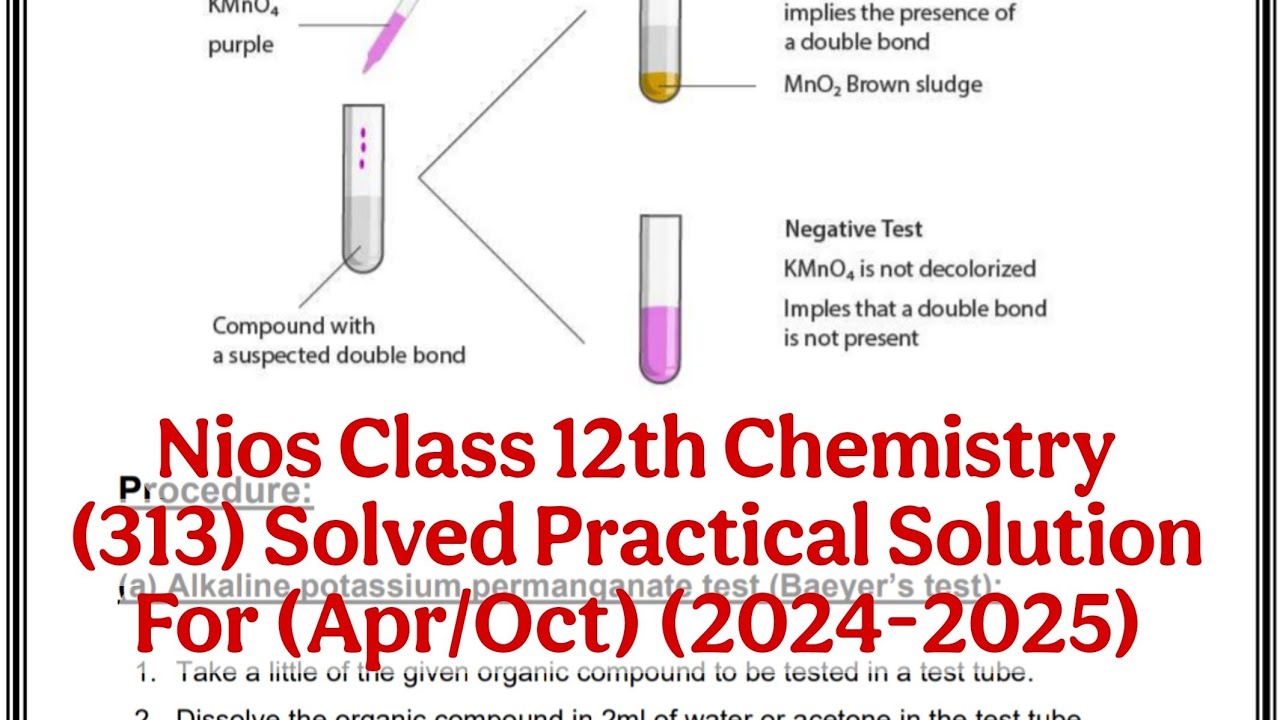 Nios Class 12th Chemistry (313) Eng Med. Solved Practical Solution (Apr/Oct) (2024-2025)