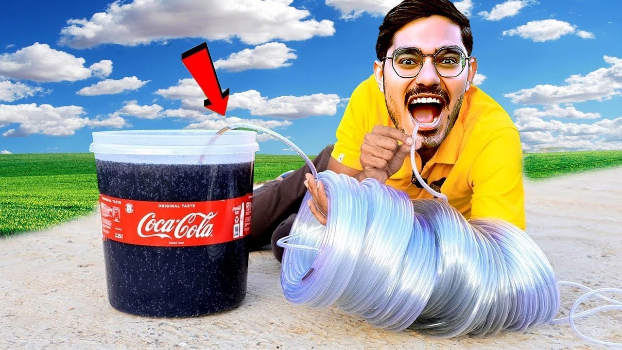 Longest Straw Ever VS Coca Cola   क्या मैं 600 फ़ीट दूर से कोका कोला पी पाउँगा  Thara Bhai Amit