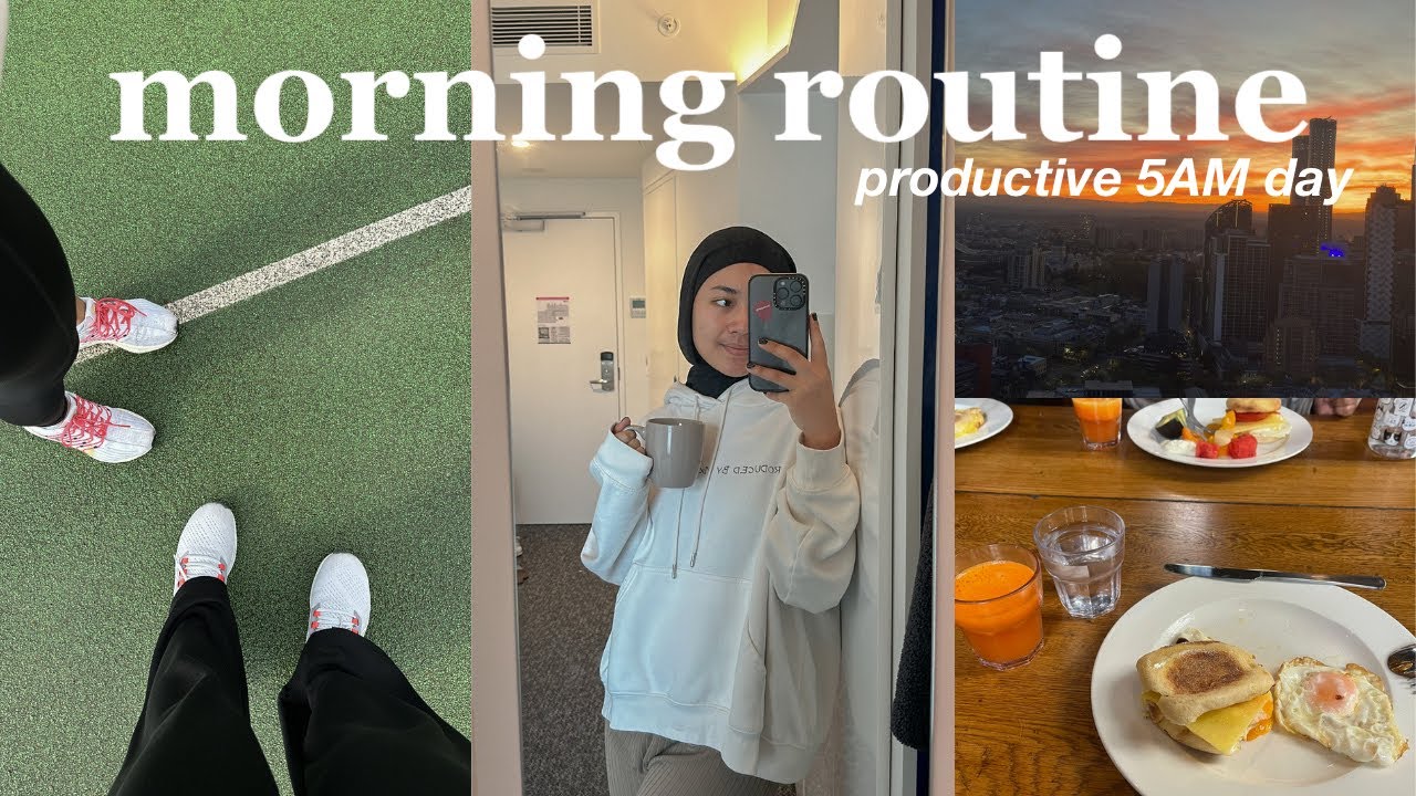 PRODUCTIVE 5AM MORNING ROUTINE! healthy habits, hijab tutorial, etc ♡