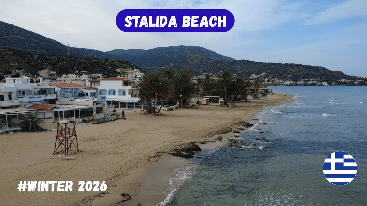 Stalida Beach walk Winter POV | Walking tour Stalis beach during winter 2026