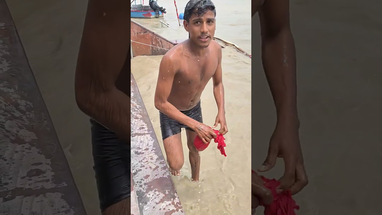 Narora Ganga River, I found a red colored bundle coming out from under my shoes #narora #Gangaji #viralvideo