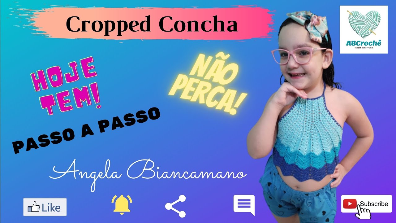 ✅Cropped Concha de Crochê, passo a passo, simples, rápido e fácil. 💖🏖🌞