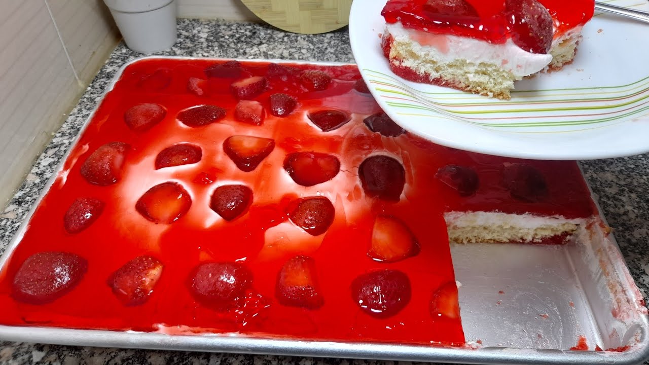 طريقه عمل كيك بالكريمه والجيلي 🍓🍒بطعم خطير