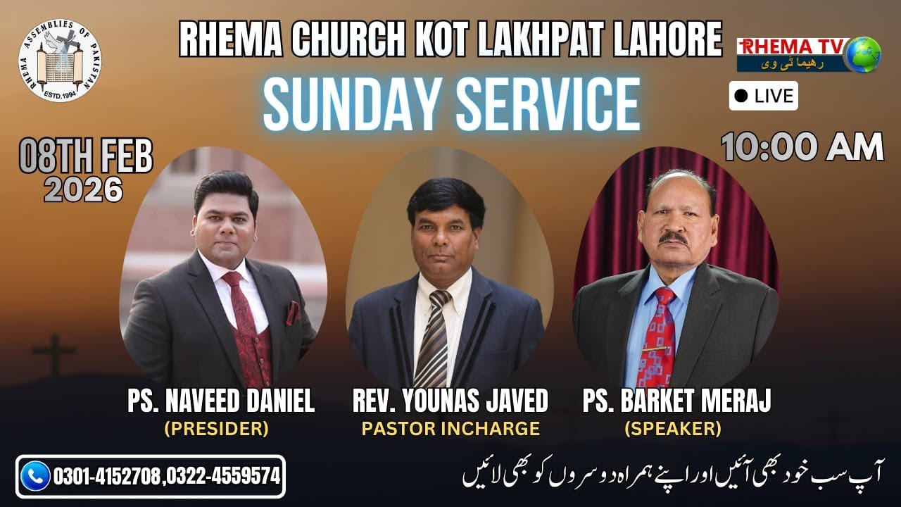 Sunday Service at Rhema Church KLP Lahore || 08-02-2026 || Rhema TV