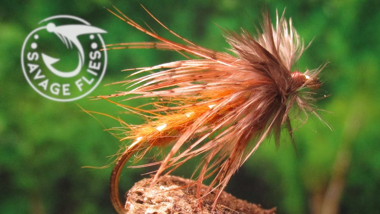 Вязание мокрой мушки October Caddis Wet Fly