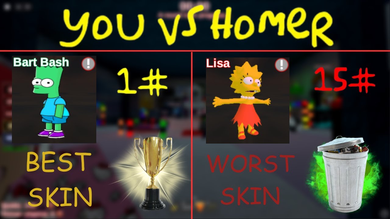 Ranking Every Skin For Bart in You VS Homer