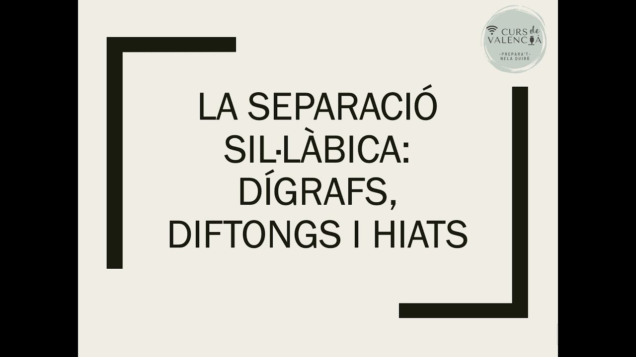 Separació sil·làbica, diftong, hiat, digrafs