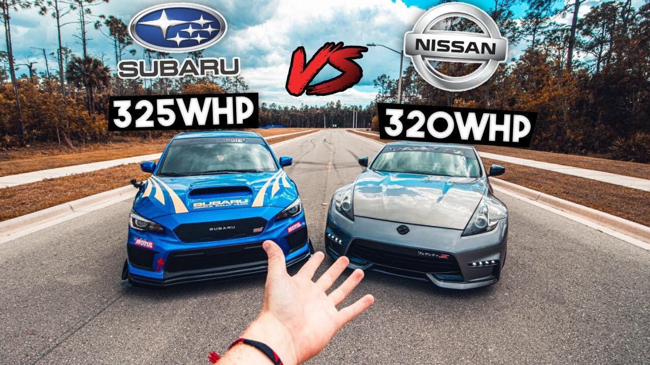TUNED Nissan 370Z vs. BUILT Rally Subaru Wrx STI - Launch Control, 2-Step BATTLE