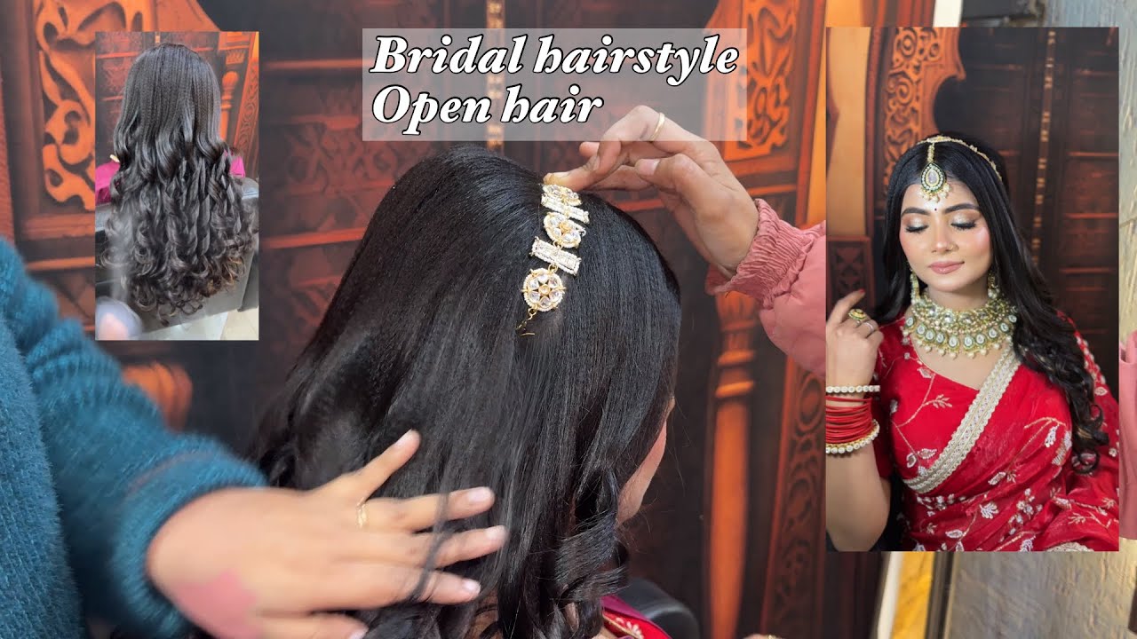 BRIDAL HAIRSTYLE IN OPEN HAIR | HOW TO SET MATHA PATHI ON OPEN HAIR 